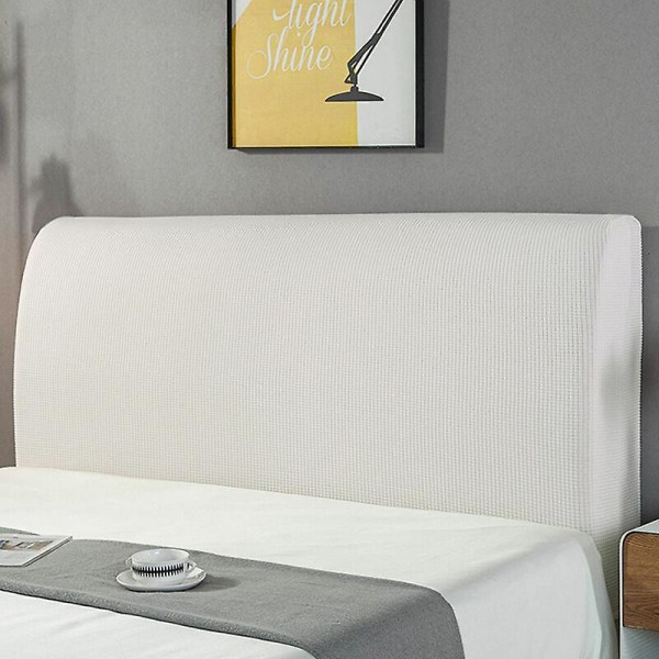 Sänggavelöverdrag, mjukt stretchigt sammetstyg, Dammtätt skydd för vadderad sänggavel (vit, sänggavellängd: 150 cm-170 cm)