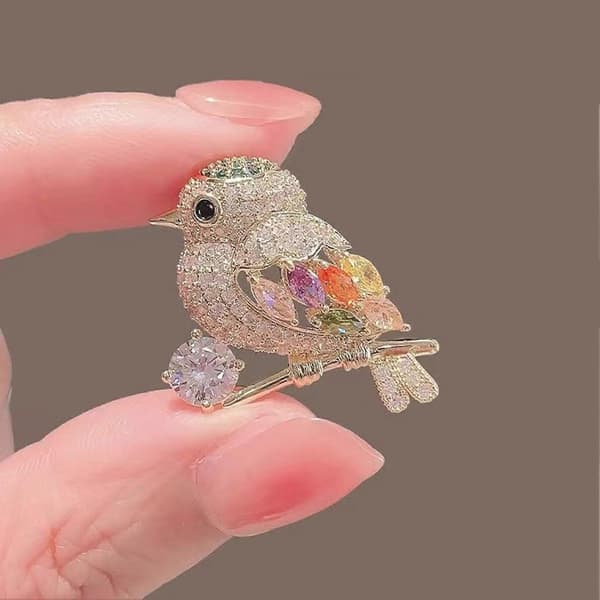 Fuglebroche - for gave - med elegant D