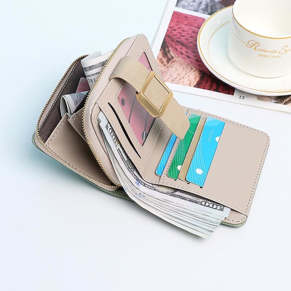 Svart - Liten lommebok for kvinner, Myntlomme i skinn med glidelås Myntlomme med kontanter Kredittkortholder, Skjoldmyntpung for kvinner og jenter (1 stk)