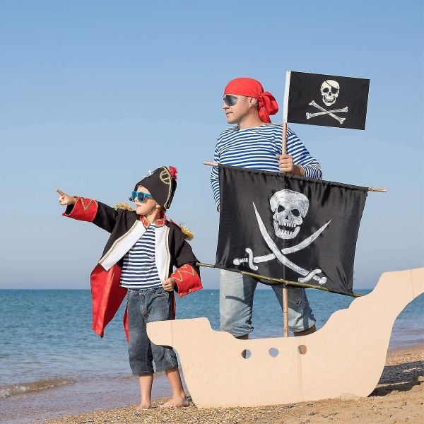 2 delar Piratflagga Jolly Roger Skull Halloween dekoration