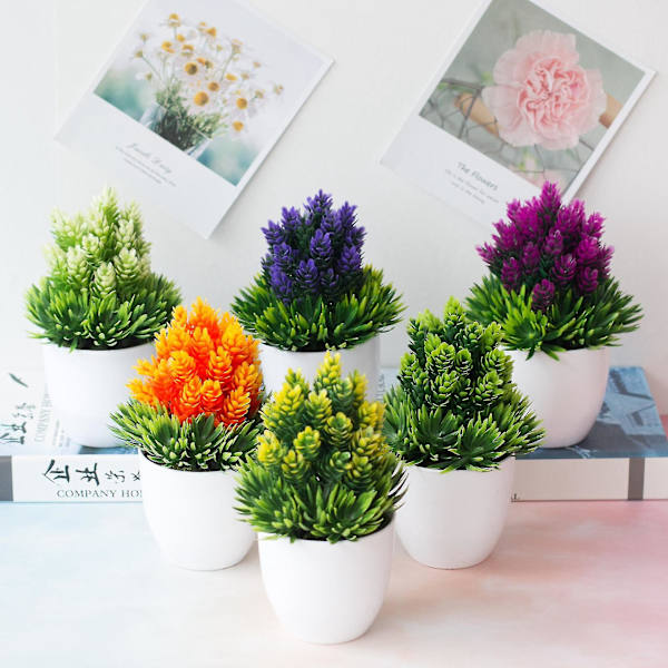 Kunstig plante desktop simulering blomst bonsai, hjem dekoration ornamenter, potte grønne planter E