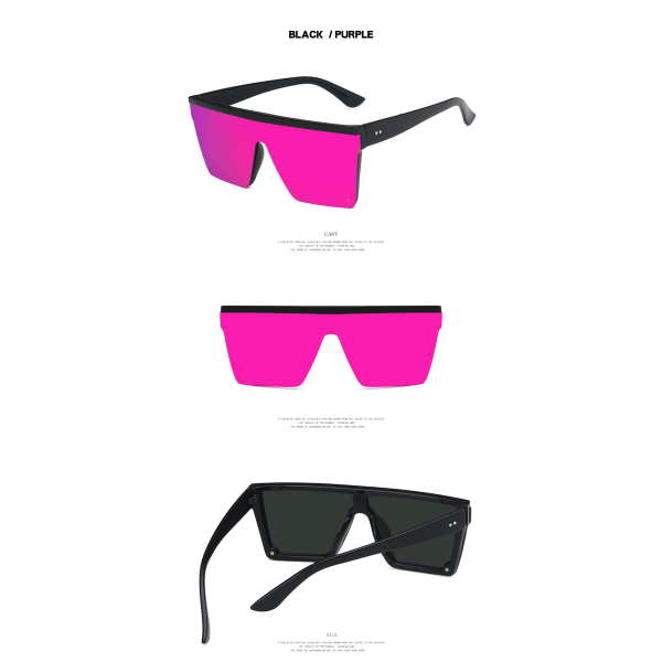 Nye trendy store solbriller med solid farge Uv400 for gatefotografering