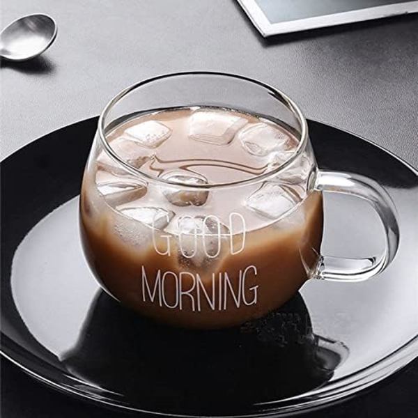 Godmorgen Kaffe Kops, 350 ml Glas til Te, Morgenmad, Juice Transparent