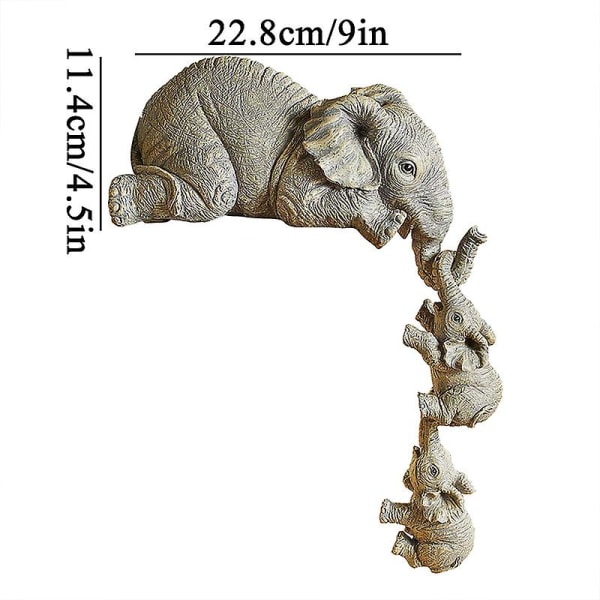 Harpiks Dekorativt Håndværk 3-delt Realistiske elefanter Mor Hængende 2-baby Figur