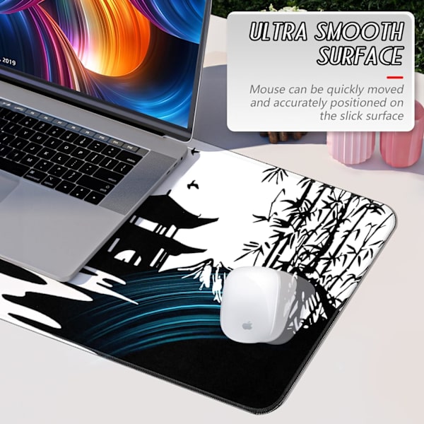 Musematte Gaming Stor Skrivebordsmatte (31,5 x 11,8 x 0,12 tommer) Vaskbar Stor Musematte, Japansk Musematte med Antiskli Gummibase, Utvidet Mo MousPad Y1 XL