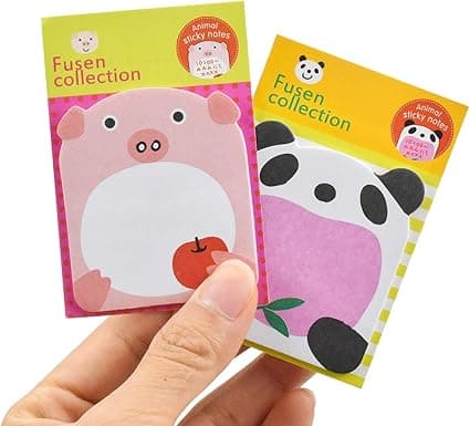 8 dyreformede mini-noter, kontor, sticky notes
