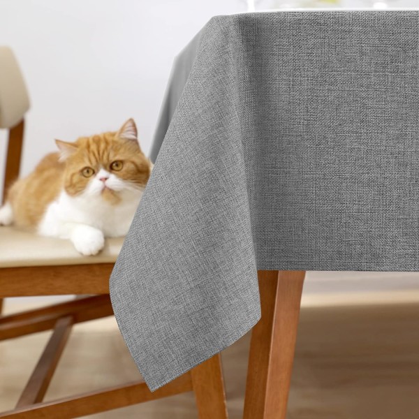 y Bordduk Rektangulær Hessian Grå Bordduker 2m Duk Grå Avlang Duker Stratch Motstandsdyktig Buffet Utendørs Piknik Dekorativ Light Grey 54x79in(137x200cm)