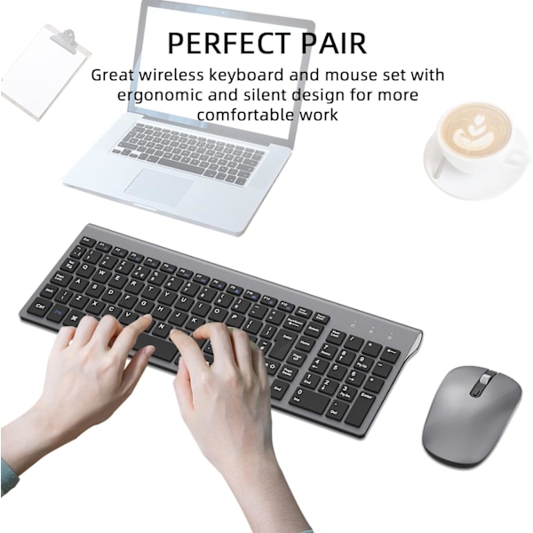 Tangentbord och mus-kombination, cimetech 2.4G ultratunt tangentbord och mus-set med elegant ergonomisk tyst design och stabil anslutning för Windows PC-varv