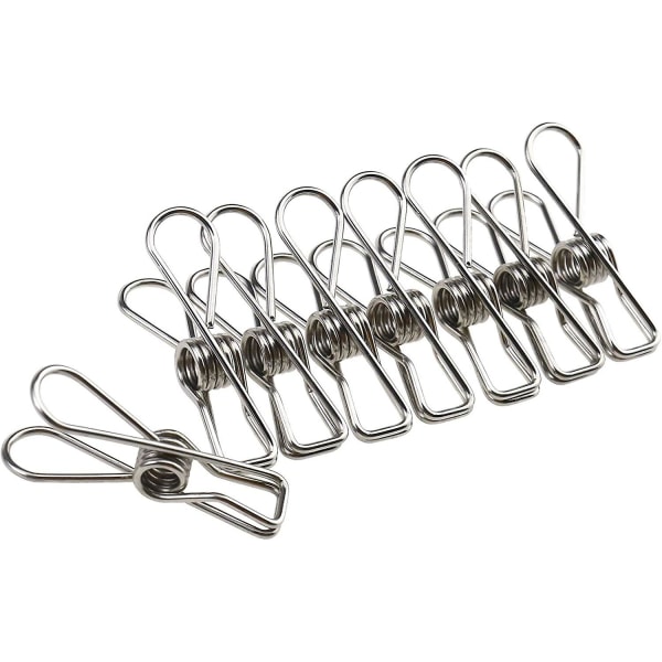 Stainless Steel Clothes Clip Washing Line Pegs Metal Paper Photo Clips Hanger(20pcs, Silver)