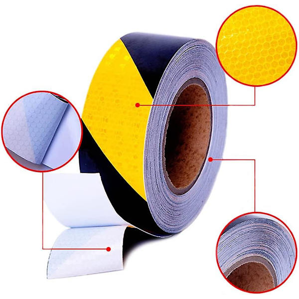 1 stk. Scotch reflekterende tape gul og sort selvklæbende reflekterende tape advarselstape selvklæbende tape reflekterende tape 5cm*25m