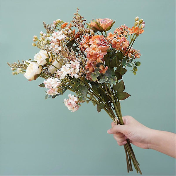 Konstgjord blomma charmig utsökt tyg realistisk nordisk stil blombukett för hem-färg:vit