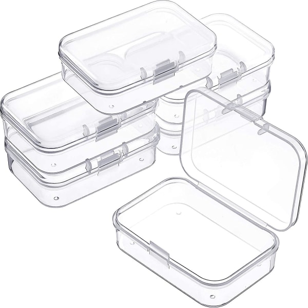 6 stycken mini-lådor för förvaring av klara pärlor i plast för att samla in småsaker, pärlor, smycken, visitkort, hantverk (2,52 X 1,73 X 0,79 tum
