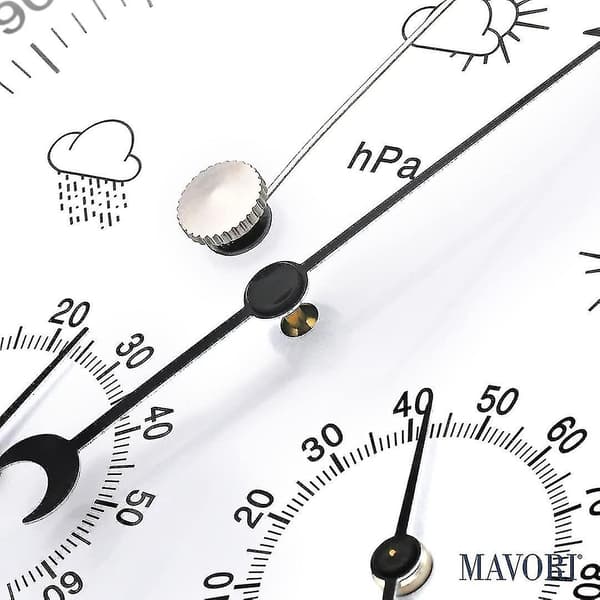 Analog innendørs/utendørs værstasjon, rustfritt stål - Inkluderer barometer, hygrometer og termometer