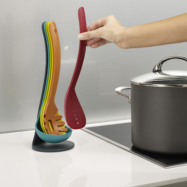 Nest 5-delars bestickset med magnetisk förvaringsställ, kompakt köksorganisation, diskmaskinsäker - Flerfärgad Multicolour Plastic