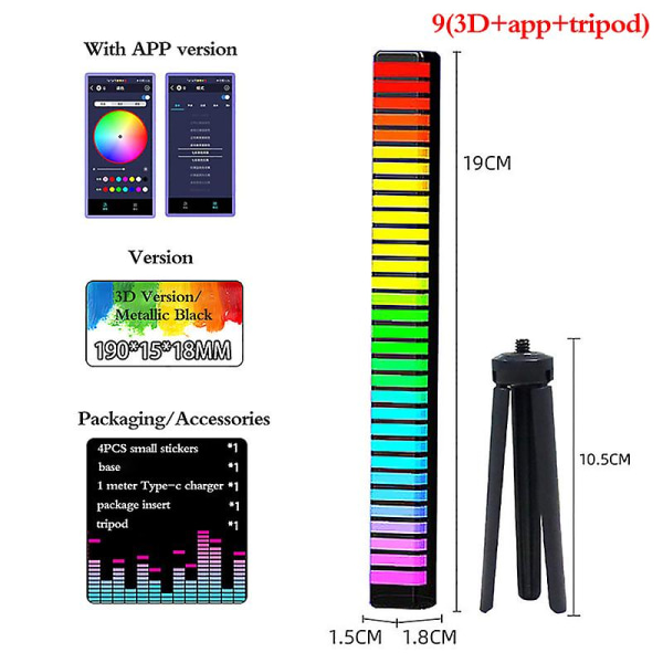 Kreativ 5v Usb 16/32 LED nattljus App-kontroll RGB musikrytm ljuslist