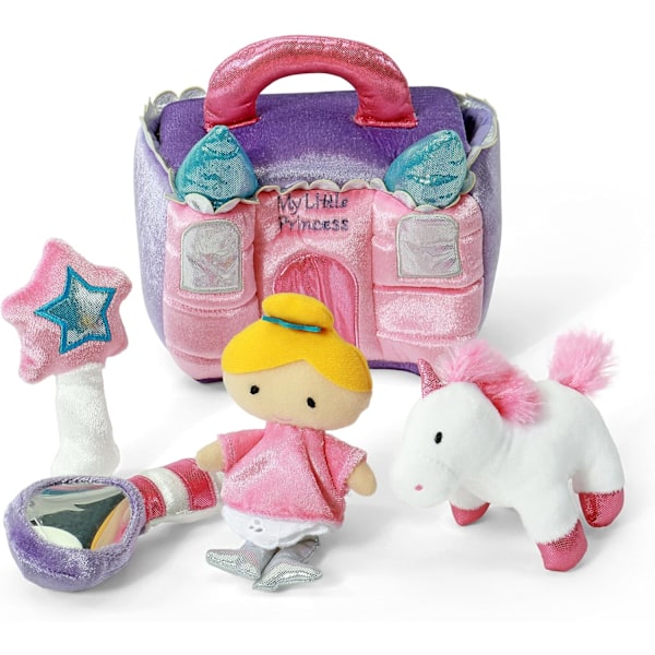 GUND Play Soft -kokoelma, Prinsessalinna 5-osainen pehmolelusetti, jossa rätinä, piipittäjä ja rypistyspehmolelut, aistipeli vauvoille ja vastasyntyneille Princess Castle