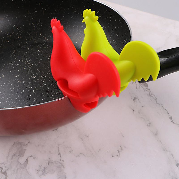 Silikonlokk Pot Lokk Løfter Pot Lokk Løfter Lokk Løfter for Gryter og Panner Løftere Spill Proof(2stk, Rød+grønn)