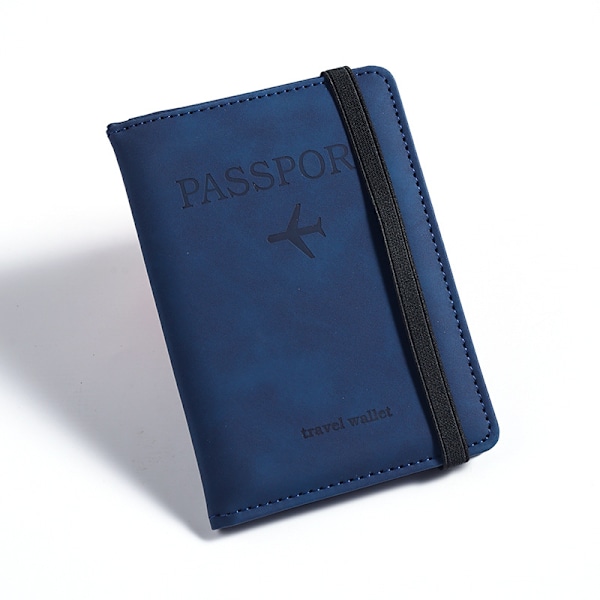 2 st pu läder passväska rfid multi-kortplats multifunktionell passdokumenthållare passfodral blue