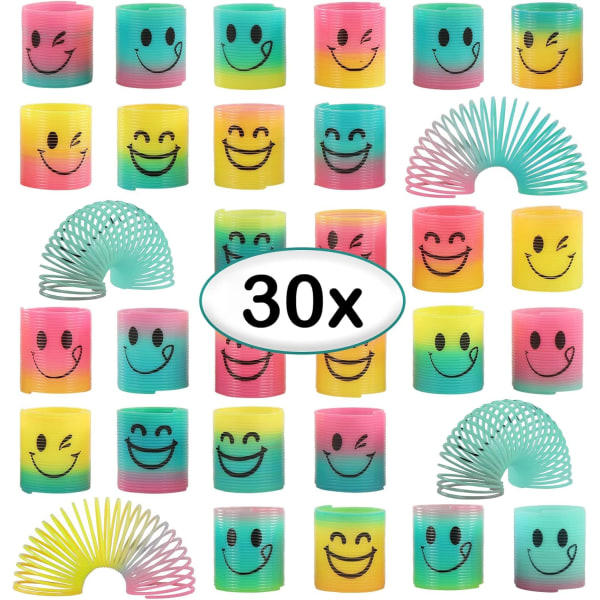 30 Spring Party Bag Fillers Rainbow Fidget Mini Smile Toys för Pinata Party Favor för barn Pojkar Flickor Random Color