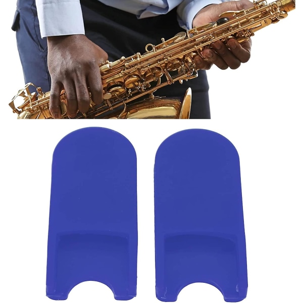 Saksofon Fingerstøttepute Tommelputer For Sopran Alt Tenor Sax Tilbehør til blåseinstrumenter (2 stk, blå)