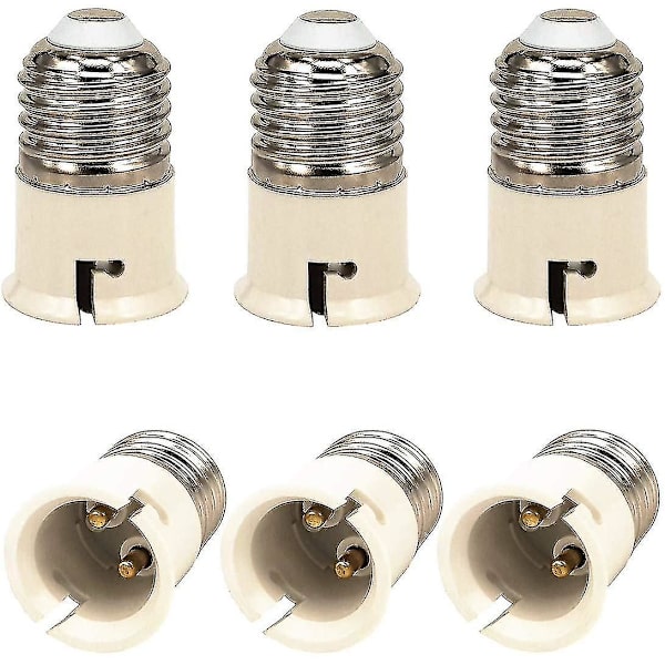 6 stk. E27-adapter E27 til B22-pæreholder-adapterkonverter, E27 til B22-pæreholder