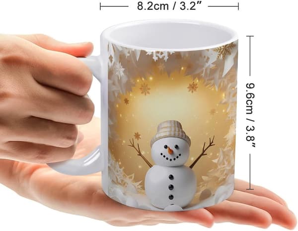 Vinter Snögubbe Hål i Väggen Kaffemugg Målad Mugg Kreativ Rymddesign Mångsidig Mugg Unisex Mugg Present