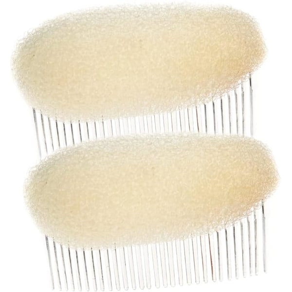 2 stk. Sjarmerende Bump It Up Volume Inserts Svamp Styling Insert Do Beehive Hair Styler Bun Maker Tool Hair Base Hair Comb Hair Styling Tilbehør Beige 6x8.5cm