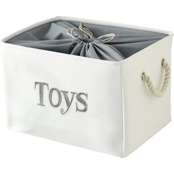 Legetøjsbeholder til børn, opbevaringskurve til legetøjsboks Opbevaringsbeholder til babyopbevaring til drenge og piger, legetøjskrin med håndtag og træk Toy Large
