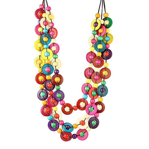 Bohemian Retro Style Halskæde Håndlavet Kokosnød Træperler Strand Vedhæng