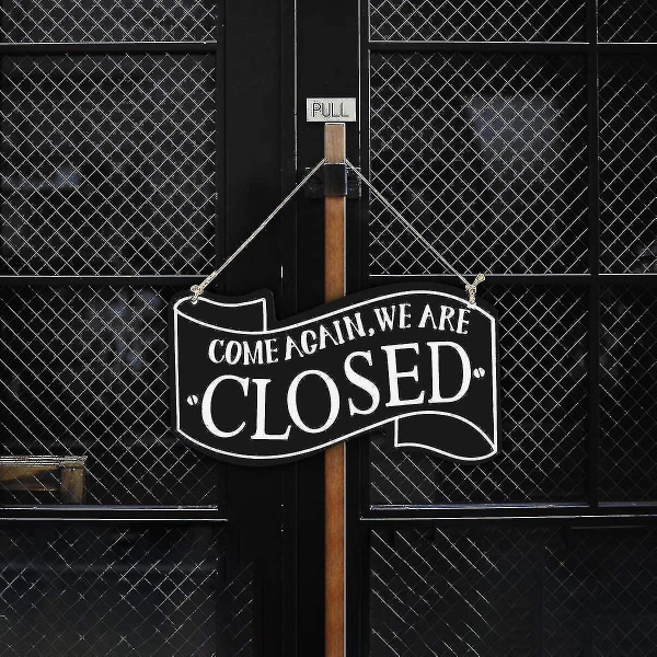 Tre dobbeltsidig butikk åpen og lukket skilt for butikk bedrift eller hjem (svart)