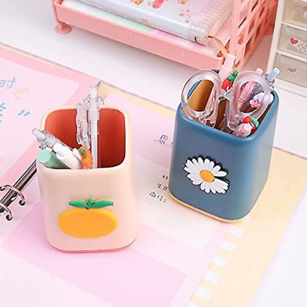 Sød penneholder til børn, piger, holdbare kvinder blyantholder kop til stativ Skrivebord Hjemmekontor Opbevaring Organizer (regnbue-2 pakke)