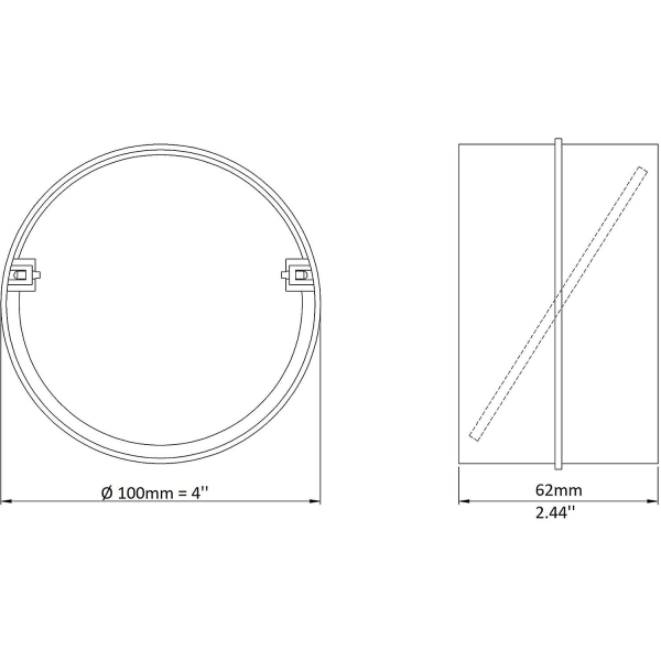 100 mm tilkobling med tilbakeslagsventil rundt ventilasjonsrør 100 mm