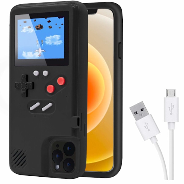 Spilkonsol Retro Selvstændig Etui 36 Sjove Minispil Farverig Skærm Videospil Etui til iPhone 15 (Sort) black