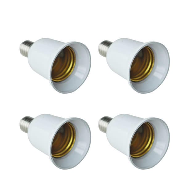 4X E14 til E27 Forlengelsesbase LED CFL Lampeadapter Omformer Skrusokkel