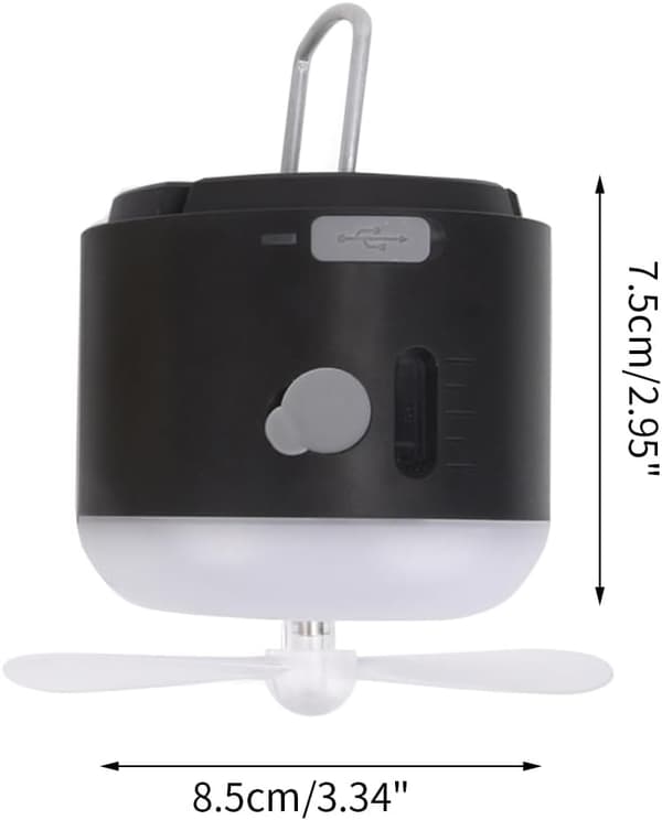 LED Campinglampe 4 tilstande Campinglampe med ventilator og luftfugter til vandreture Strømafbrydelser
