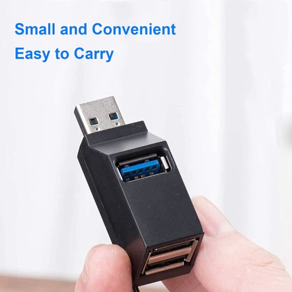 USB-hub, Mini USB 3.0-hub, 3-port hub (2 USB 2.0 + USB 3.0), adapter med høj hastighed til udvidelse til pc, bærbar computer, stationær computer, XPS, Macbook, Surface Pro, USB A A