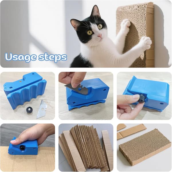 Oppgradert pappkutter for DIY katteklorbrett, håndholdt pappkutteverktøy for å lage katteklorbrett og seng (blå)