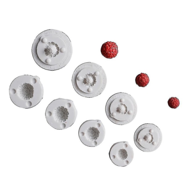 8 Pcs/set Raspberry Fruit Silicone Mold Fondant Chocolate Candy Mould Cake Decor