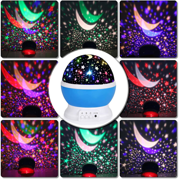 Lys til Børn, Stjerne Natlys Projektor til Børneværelse, Glød i Mørket Stjerner, Julegave Fødselsdag Gaver til Børn, Lys Lampe Sensorisk Æstetisk R Blue Night Light