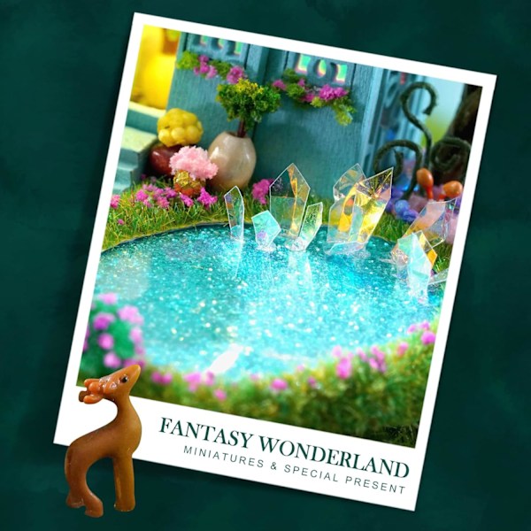 Cuteefun DIY Puinen Miniatyyri Nukkitalo  \"Unelmapullo \" -setti Pölysuojalla Aikuisten käsitöihin Joululahjaksi (Fantasia Wonderland) Fantasy Wonderland