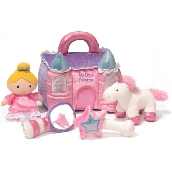 GUND Play Soft -kokoelma, Prinsessalinna 5-osainen pehmolelusetti, jossa rätinä, piipittäjä ja rypistyspehmolelut, aistipeli vauvoille ja vastasyntyneille Princess Castle