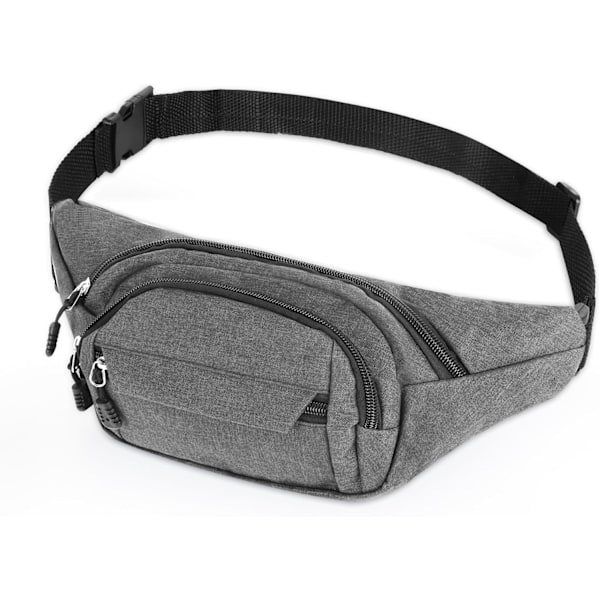 Midjeväska för kvinnor och män, resebälte för damer, midjeväska för löpning och promenader, vattentät midjeväska, crossbody justerbar Grey