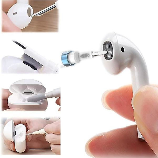 Rengjøringspenn - Rengjør Airpods og ørepropper Hvit praktisk 3 i 1 verktøy