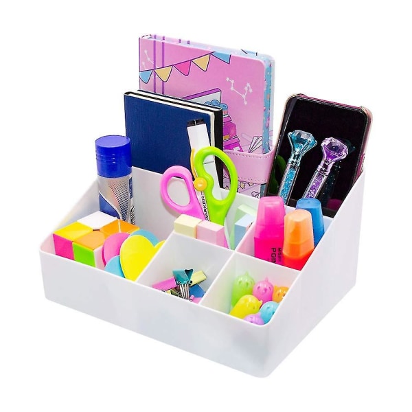 Home Organizer Sengebordsorganer Makeup opbevaringsstativ og displayboks - 6 rum (hvid)