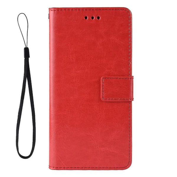 Lommebokveske Kompatibel med ingenting Telefon 1, Flip Pu Leather Kickstand Card Slots Deksel med snor Rød