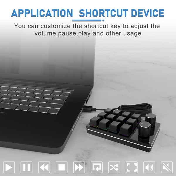 12 tangenter 2 knappar Liten spel tangentbord Diy programmerbart tangentbord med USB-kabel