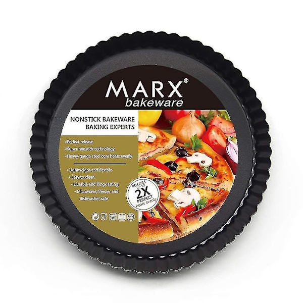 2 stk 8,8 tommers non-stick avtakbar løs bunn Quiche Tart Pan, Tart Pie Pan, Rund Tart Quiche Pan med avtakbar bunn (svart)