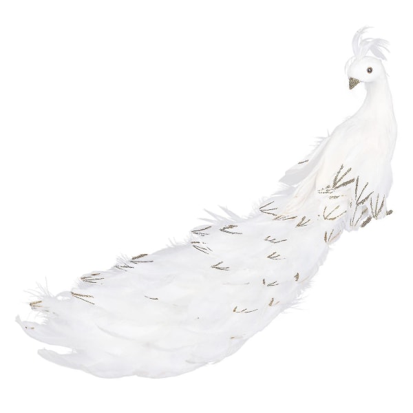 23,6 tuuman keinotekoinen riikinkukon sisustus Real Feathers Office Party Kiiltävä ja Klassinen Valkoinen Peacock (runko ja höyhen ovat erillään, tarvitset Stick Yourself)