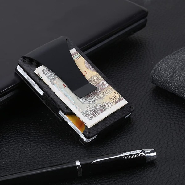 Carbon Fiber Wallet Mini Kreditkortholder Slim Blocking Wallet Minimalistisk kortholderpung med kontantopbevaring til mænd (1 stk, sort)