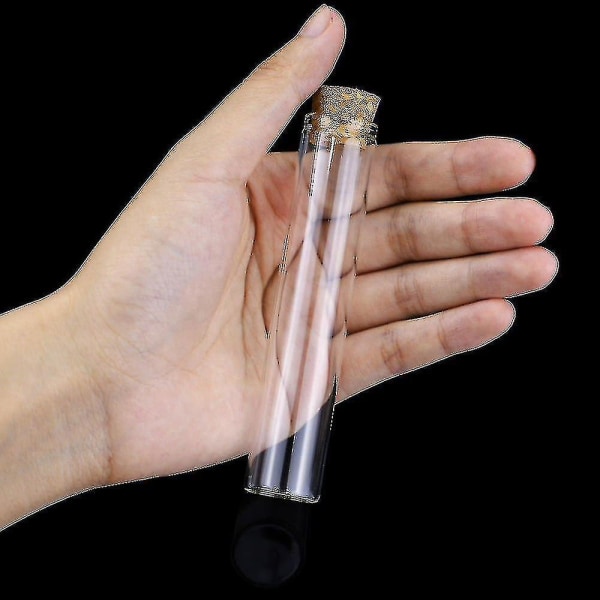 30 st 25 ml glasprovrör, 20100 mm klara platta provrör med korkproppar för vetenskapliga experiment, förvaring av badsalt och godis(bejoey)